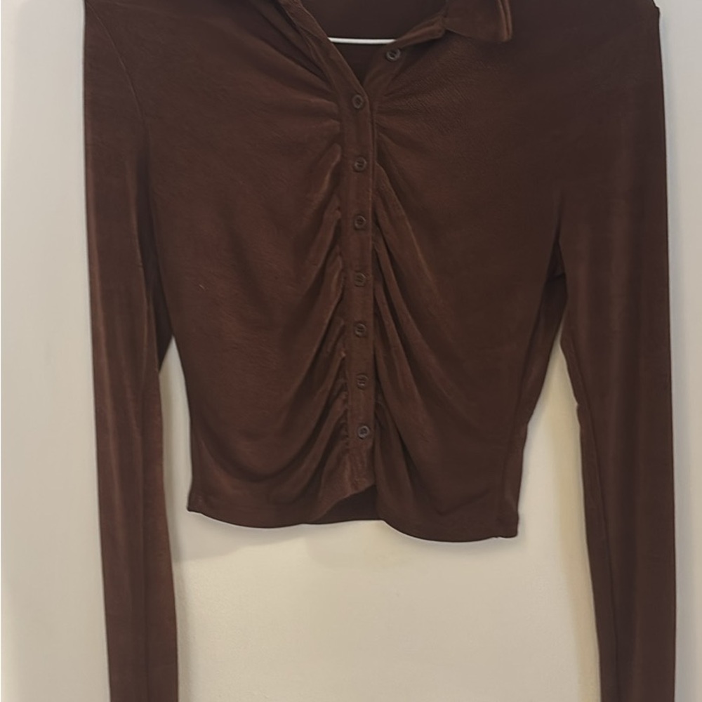 3/30$ Garage Brown Button-Down Women's Top (msg before buying)